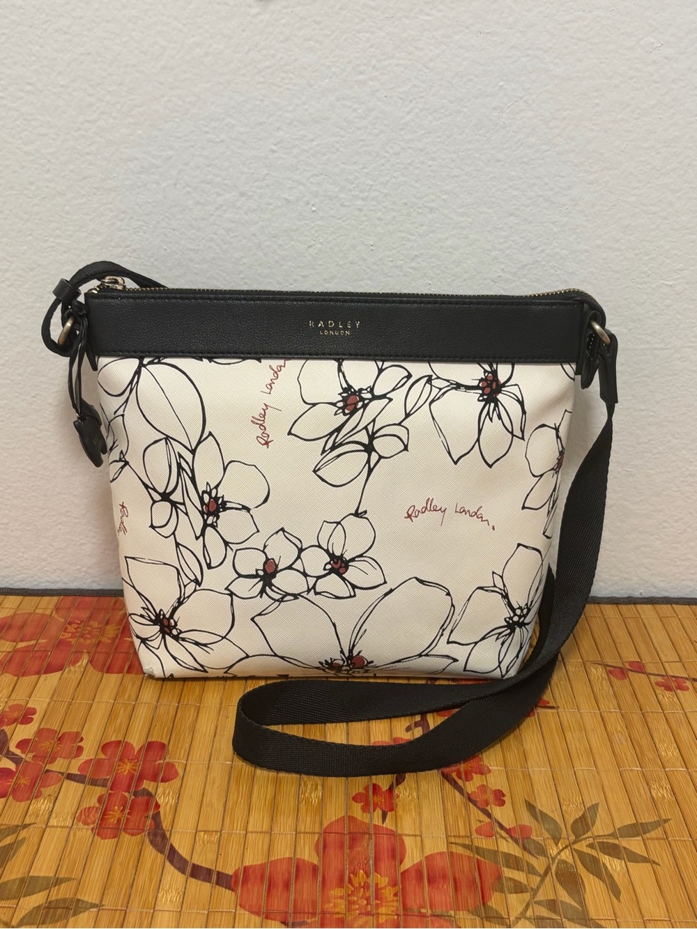 Radley London Linear Floral Zip Top Crossbody Bag - Good Condition